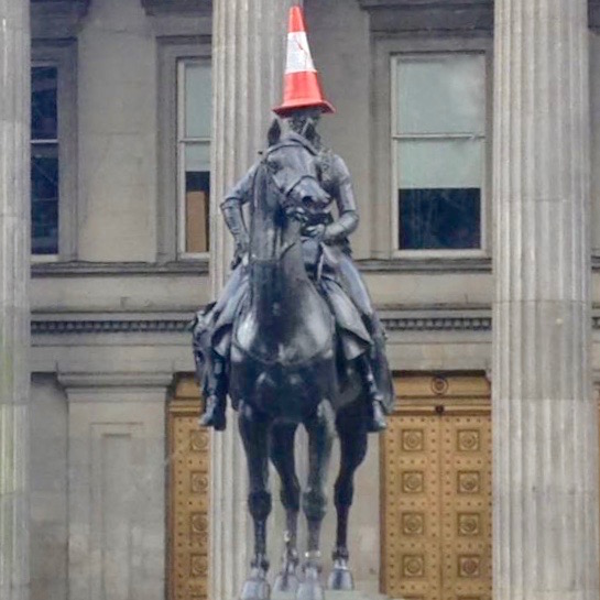 Duke of Wellington Statur with traffic cone, Glasgow
